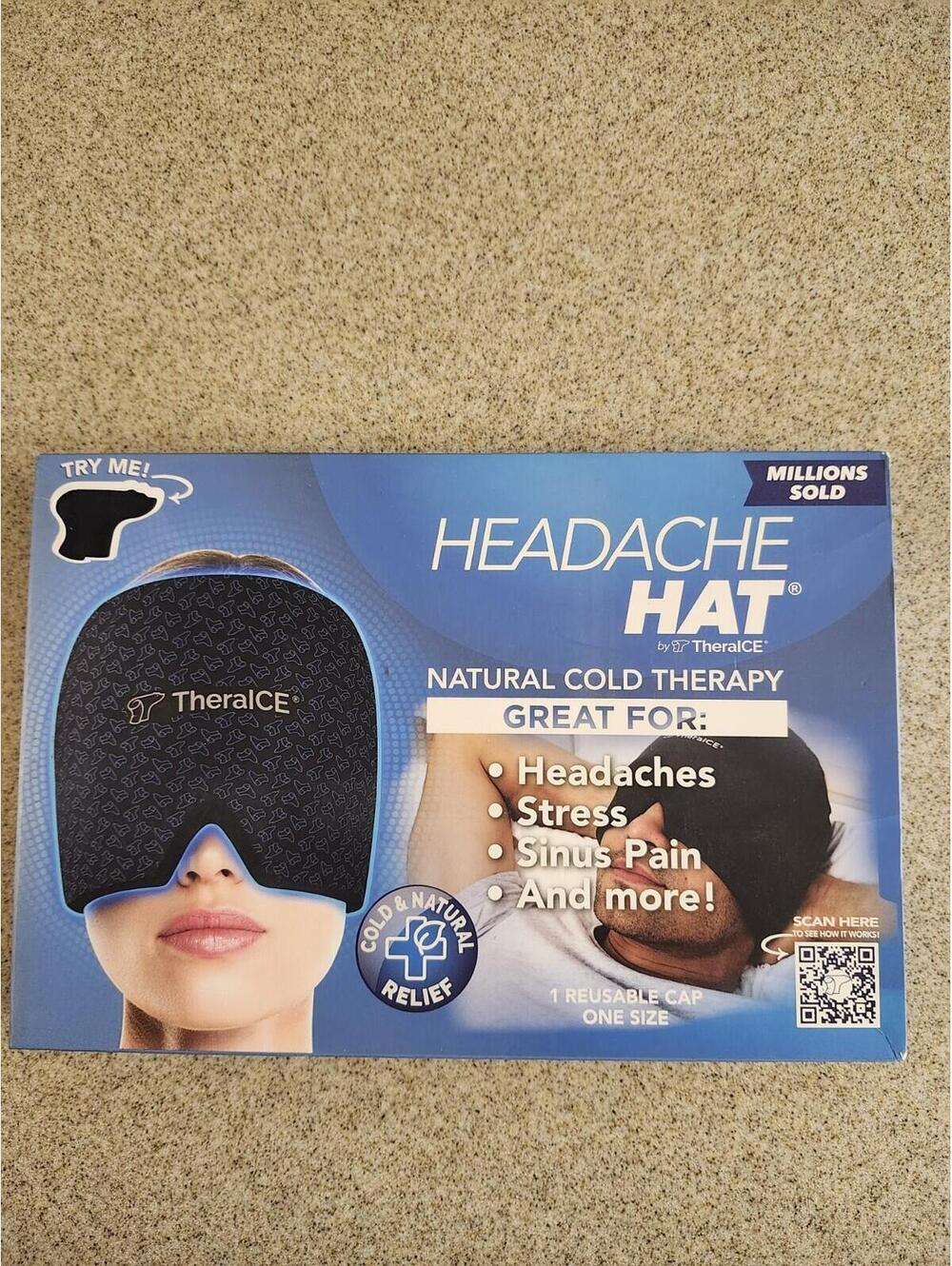 TheraICE Headache Hat Natural Cold Therapy Gel Cap Reusable Pain Relief